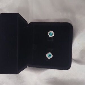 Genuine Silver and Blue Topaz  Earrings
